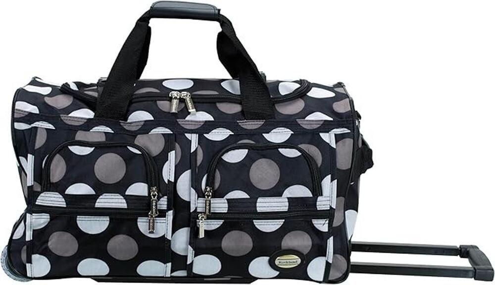 Rockland Rolling Duffel Bag 22” Black Dot Wheeled Travel Luggage New